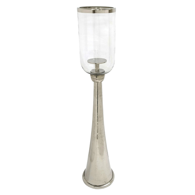 34" Radiant Small Silver Glass Candle Hurricane