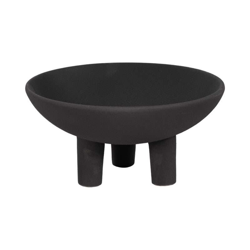 11" Textured Footed Bowl, Black