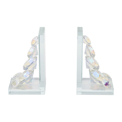 S/2 CRYSTAL DIAMOND BOOKENDS, RAINBOW