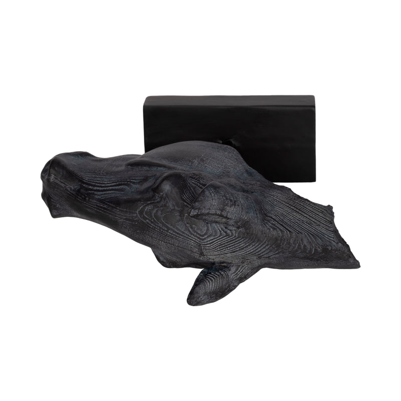 11" Horse Head Sculpture On Stand, Black