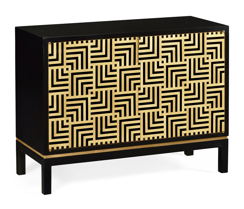 JC Modern - Op Art Collection - Black Storage Cabinet with Patterned Front