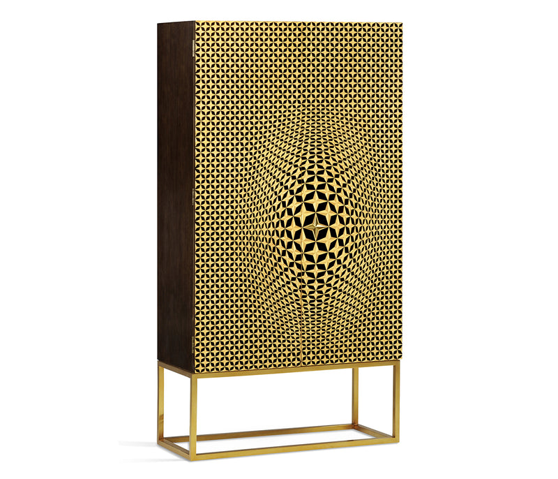 JC Modern - Op Art Collection - Four-Point Star 3D Geometric Cabinet