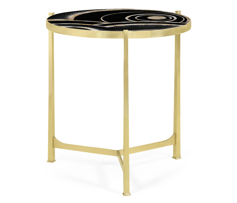 JC Modern - Luxe Collection - Large Solid Brass & Eggshell & Laquer Top Round Lamp Table