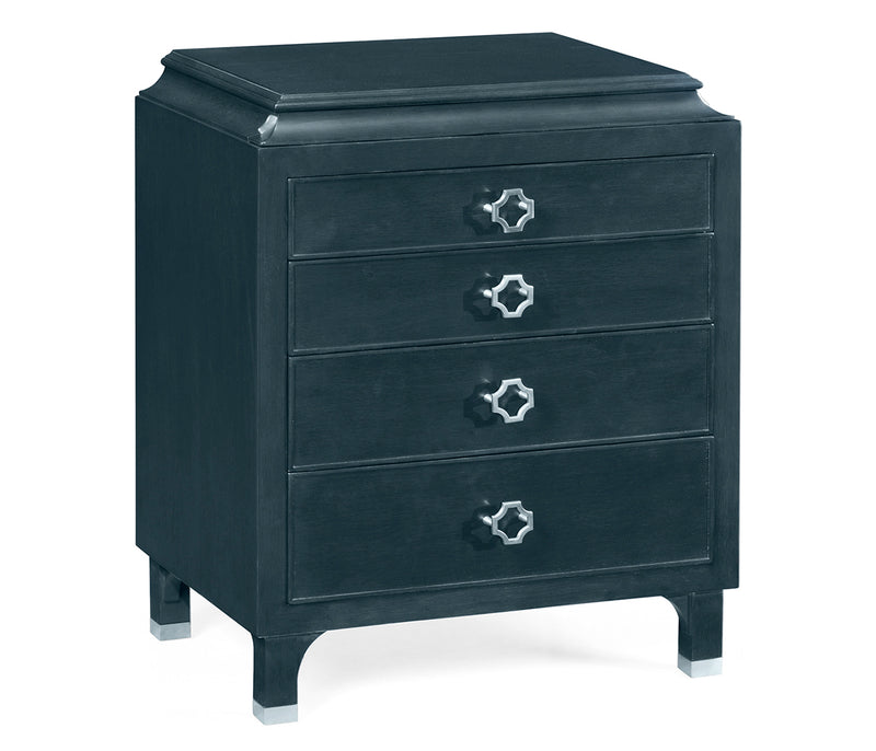 JC Modern - Corniche Collection - Small Antique Blue Oak Chest of Drawers