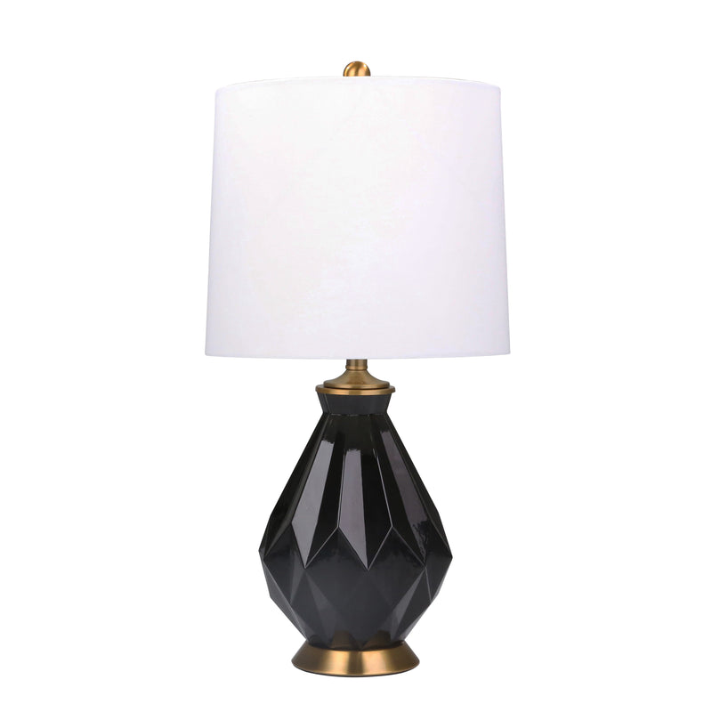 GLASS MULTI FACETED TABLE LAMP28"H, BLACK