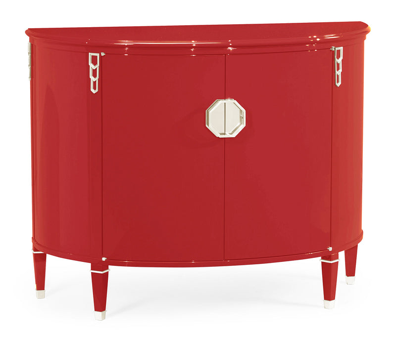 JC Modern - Eclectic Collection - Demilune Vermillion Red Storage Cabinet