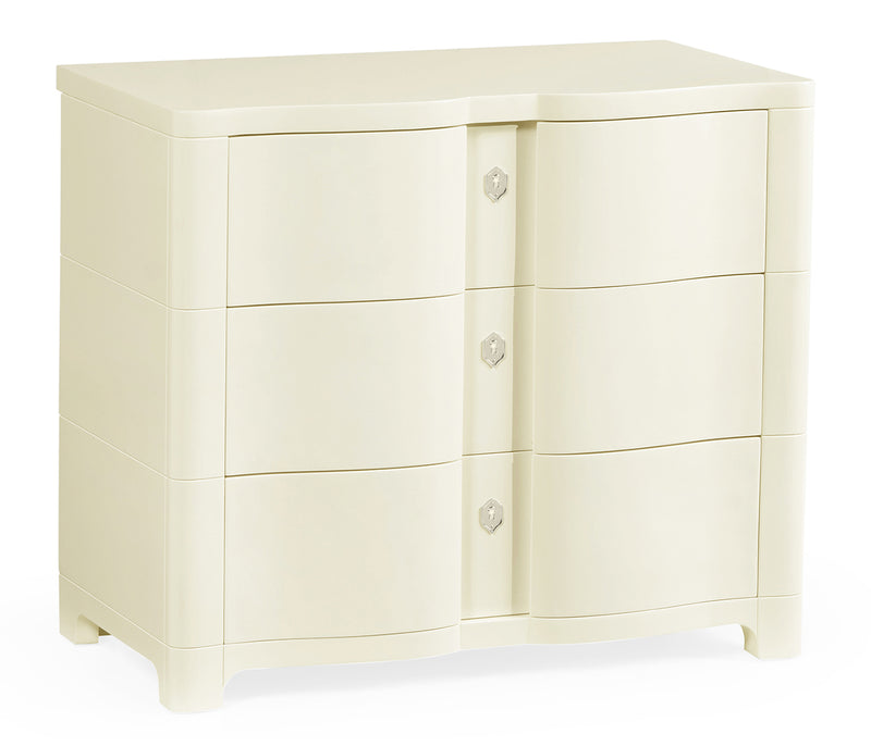 JC Modern - Eclectic Collection - Bowfront Ivory Bedside Chest of Drawers