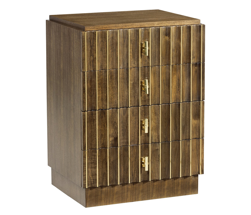 JC Modern - Cosmo Collection - Small Autumn Walnut Reeded Chest of Drawers