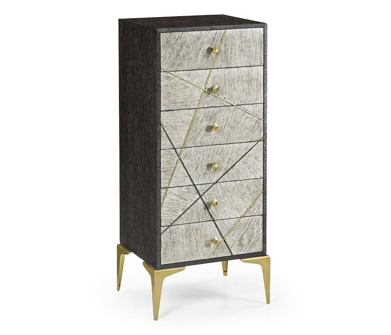 JC Modern - Geometric Collection - Geometric Tall Light French Oak Chest of Six Drawers