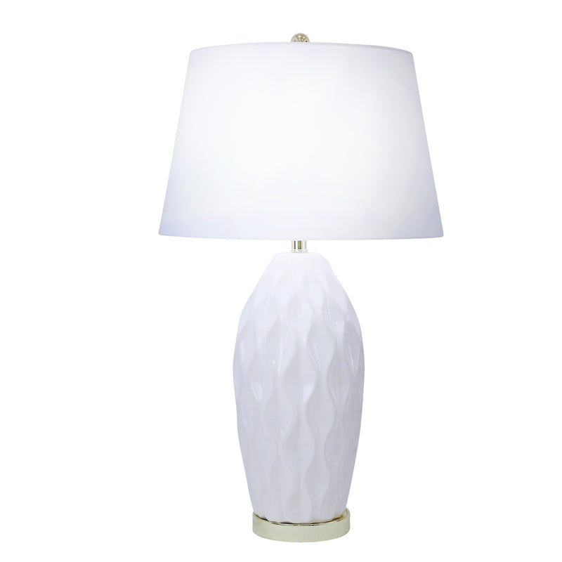 CERAMIC 32" RIBBON TABLE LAMP,CREAM