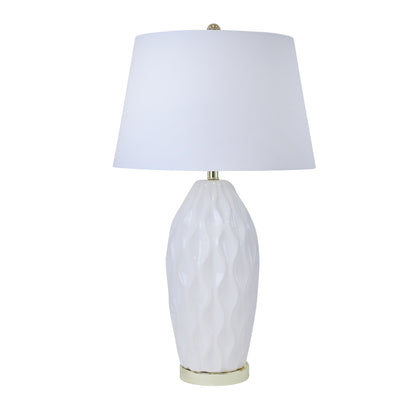 CERAMIC 32" RIBBON TABLE LAMP,CREAM