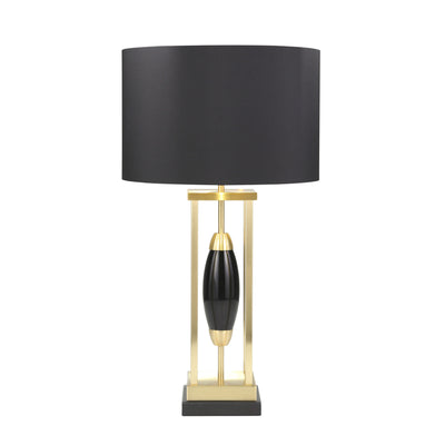 METAL TABLE LAMP W/ A BLACK OVAL CENTER 28.5", BAL