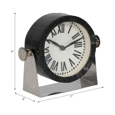 METAL TABLE CLOCK 6'' NICKEL BLACK