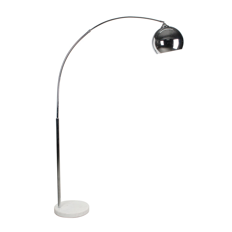 METAL 77" ARCH FLOOR LAMP W/ MARBLE BASE, SILVER