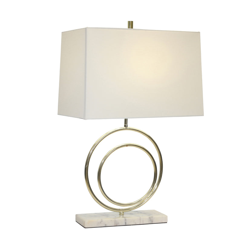 METAL 27" DOUBLE CIRCLE TABLE LAMP, GOLD