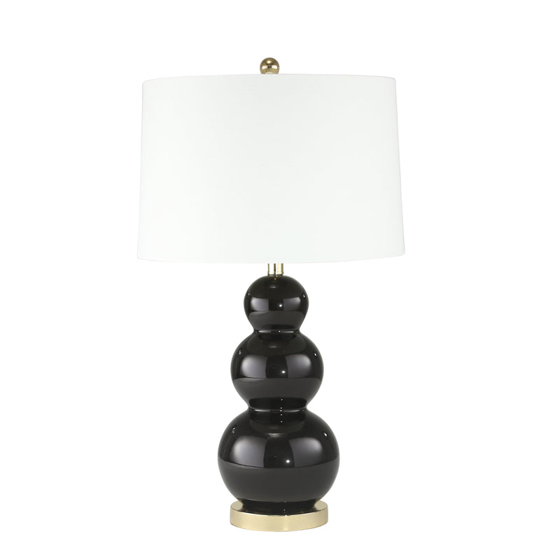 GLASS 34" TRIPLE BALL TABLE LAMP W/ USB, BLACK