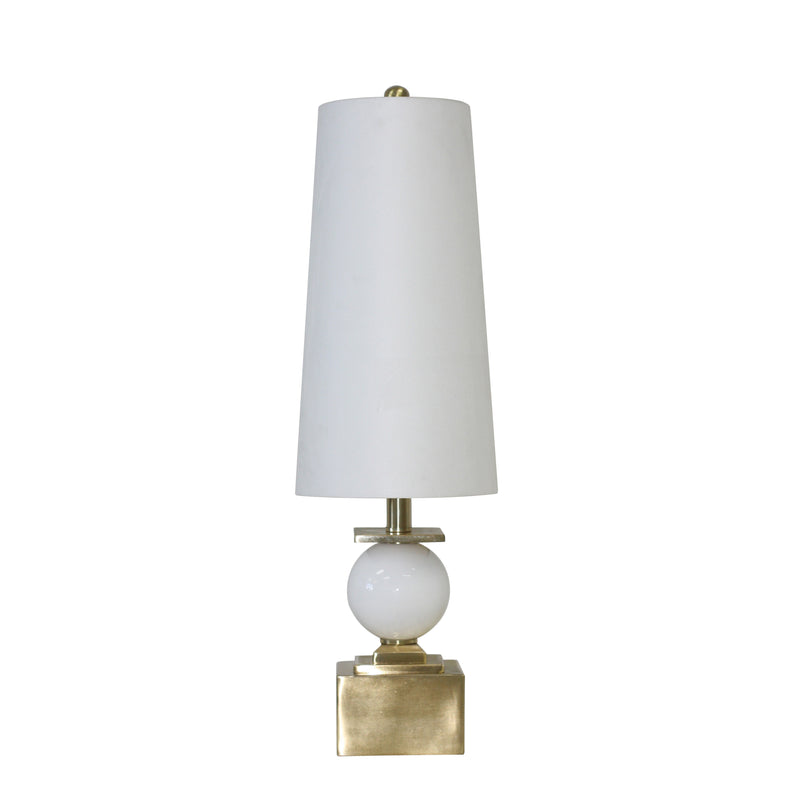 METAL/GLASS 27" BALL LAMP, GOLD/WHITE