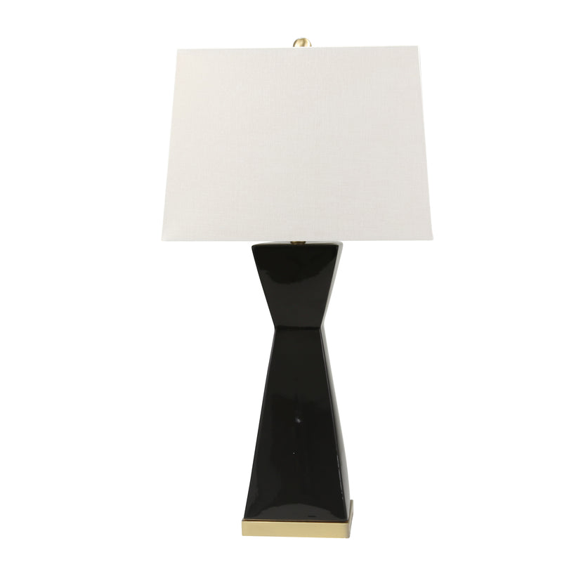 CERAMIC 34" HOURGLASS TABLE LAMP, BLACK