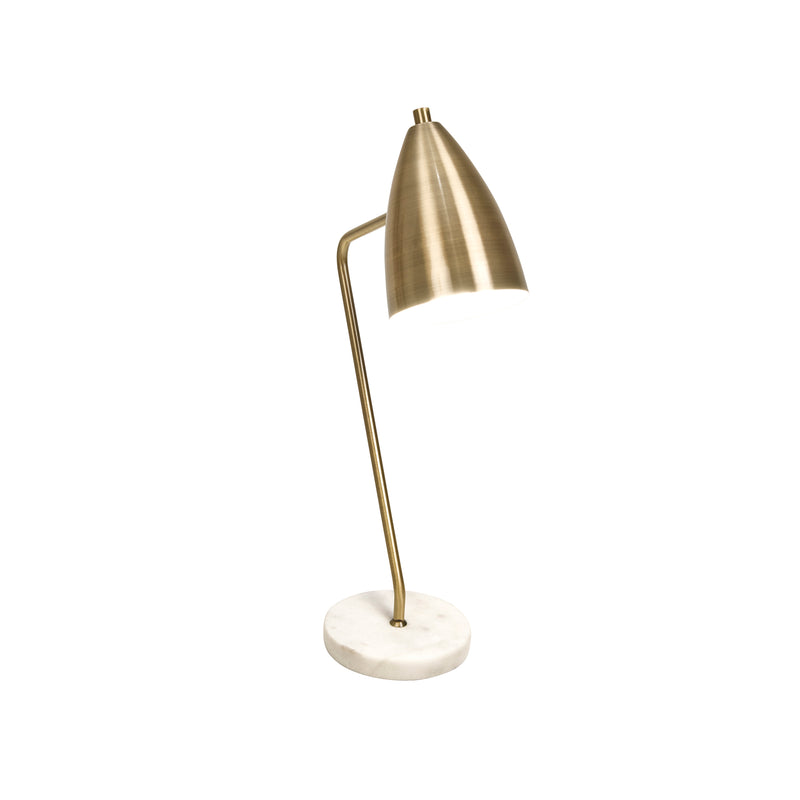 METAL 22" GOOSE NECK TASK LAMP , GOLD, MARBLE BASE