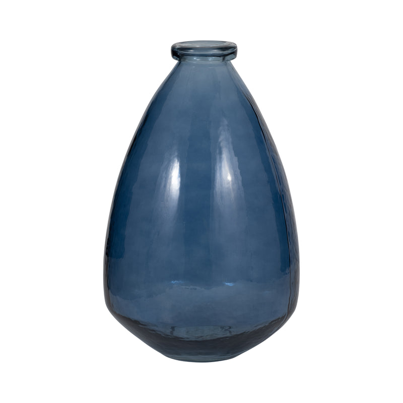 GLASS, 15" BALLOON VASE, BLUE