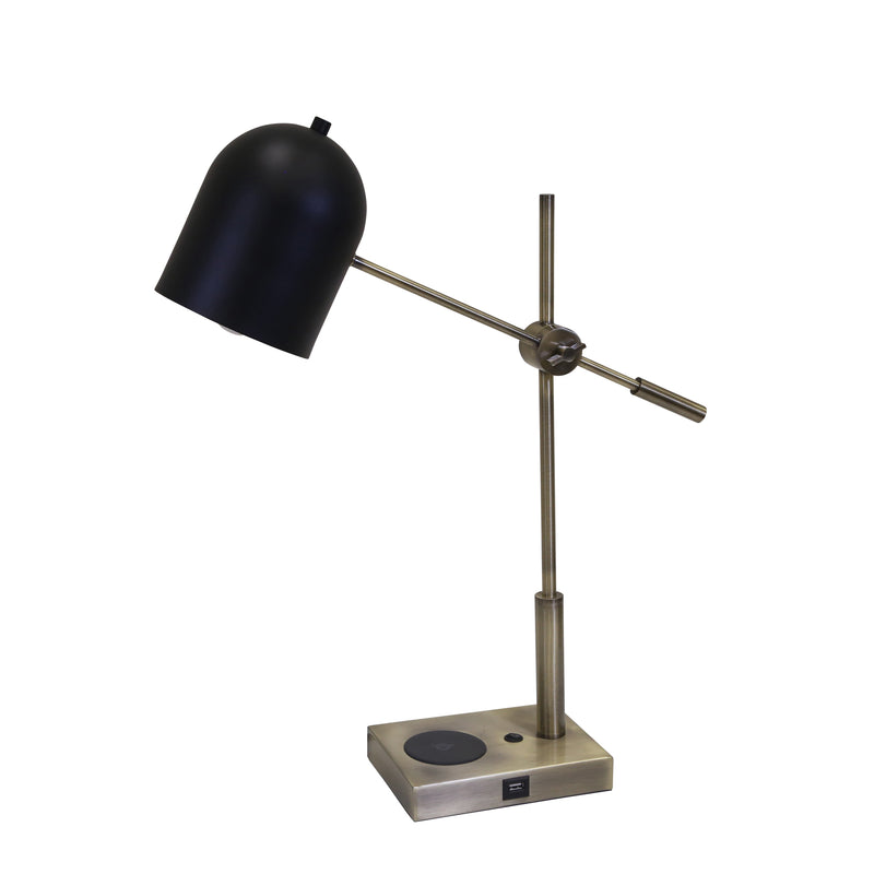 METAL 23" TASK LAMP W/ USB & WIRELESS CHARGER, ANT