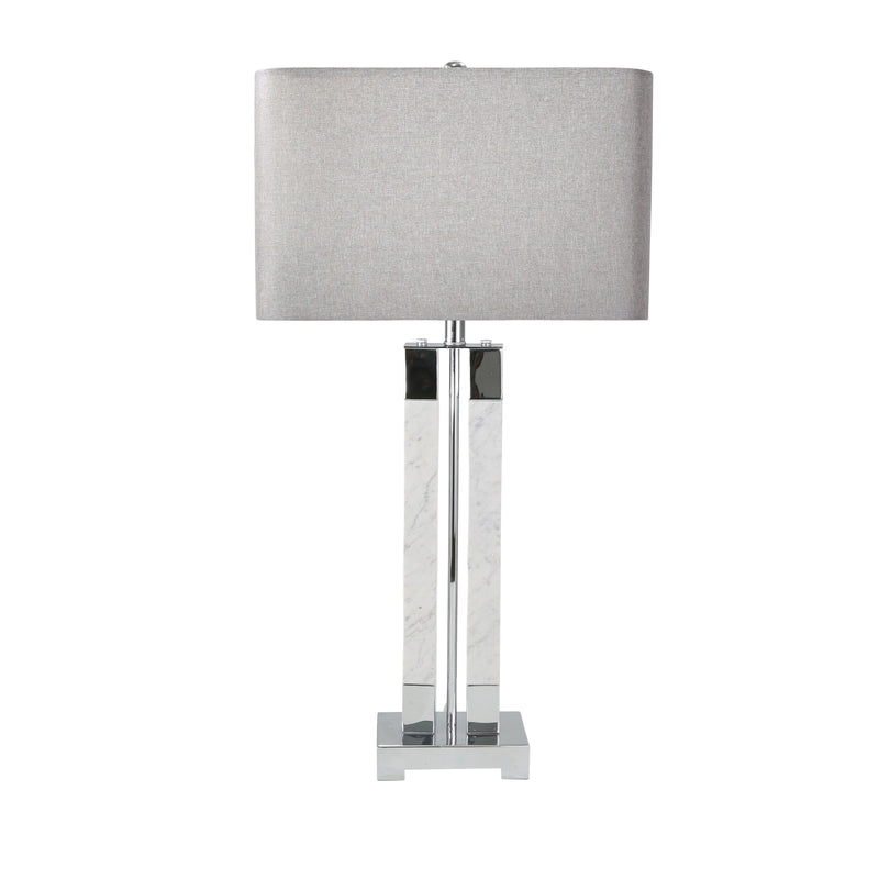 MARBLE 34" TWIN COLUMN TABLE LAMP, WHITE