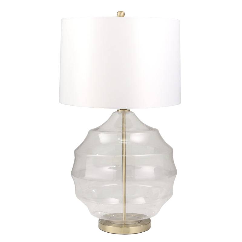 GLASS 23" IRREGULAR GLOBE TABLE LAMP, CLEAR