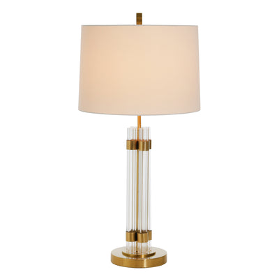 GLASS TABLE LAMP WITH GOLD METAL BASE