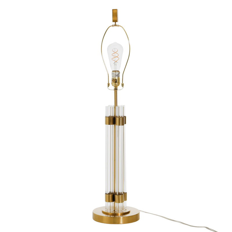 GLASS TABLE LAMP WITH GOLD METAL BASE