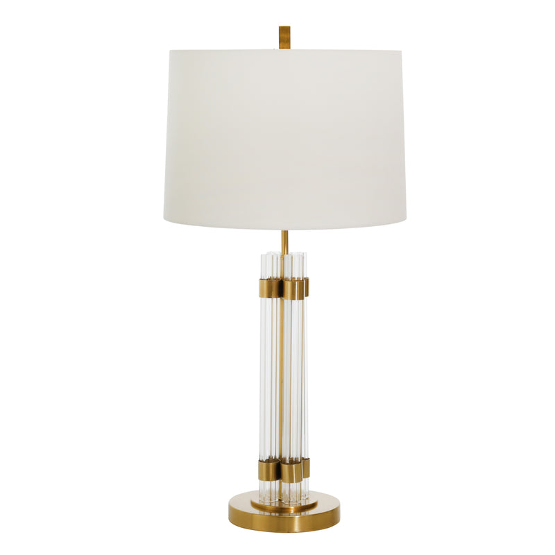 GLASS TABLE LAMP WITH GOLD METAL BASE