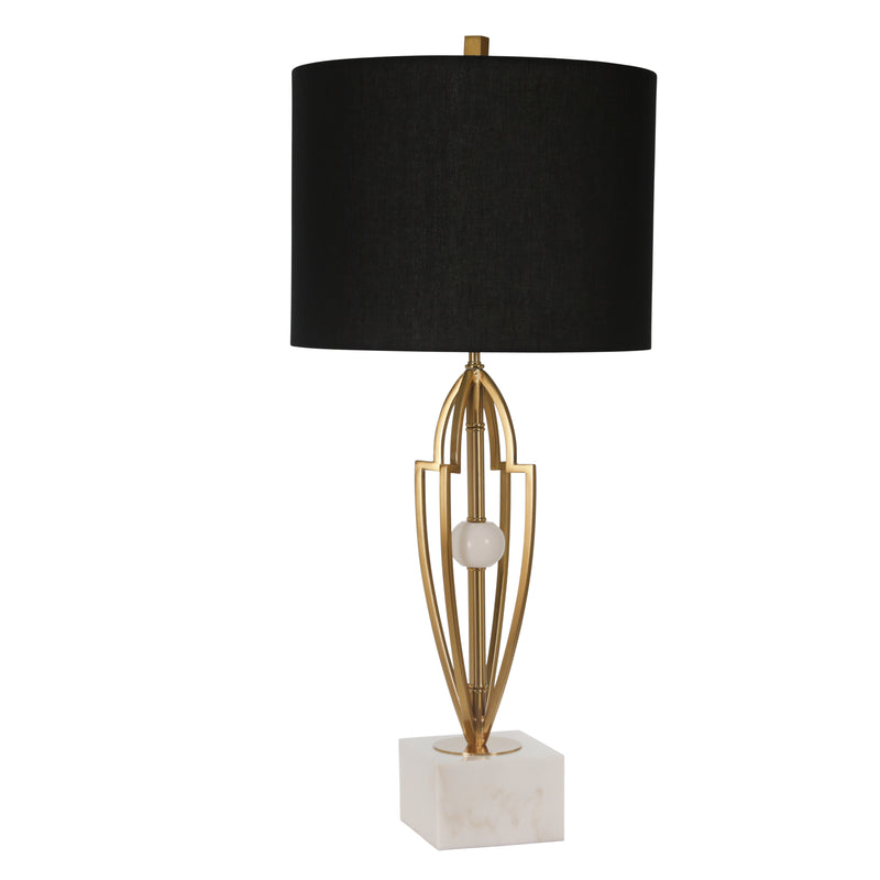 METAL 33.5" TABLE LAMP WITH WHITE MARBLE BASE,GOLD