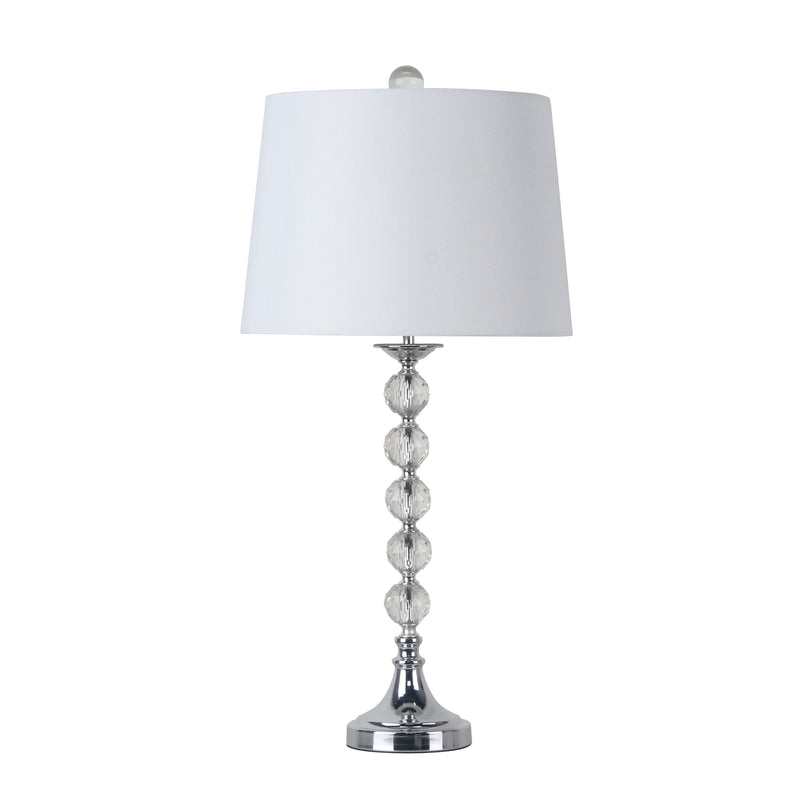 CRYSTAL 28" 5 BALL, CANDLE STICK TABLE LAMP, CLEAR