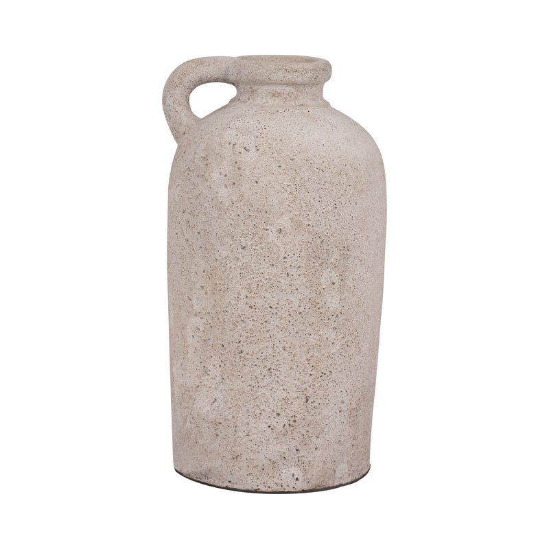 Terracotta, 16" Bottle Vase W/ Handle, Ivory