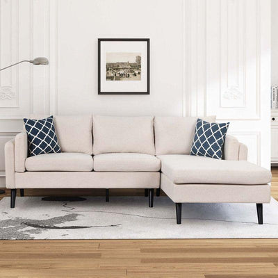 Modern Linen L-Shape Sofa - 270x150x85x85 cm - By Alhome