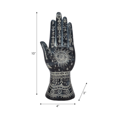 RESIN, 10" TATTOO HAND, BLACK