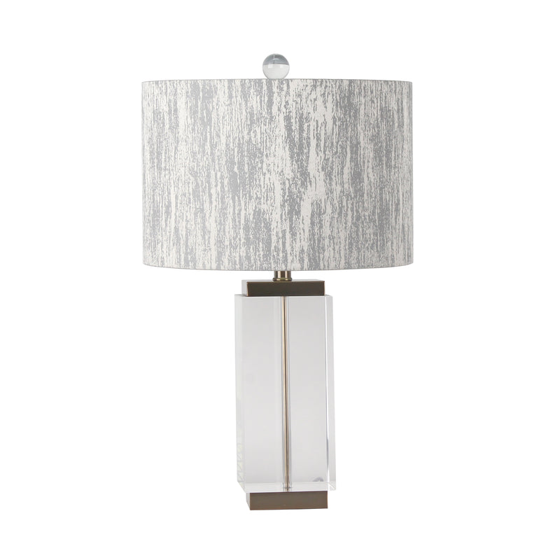 CRYSTAL 25" BLOCK TABLE LAMP, CLEAR