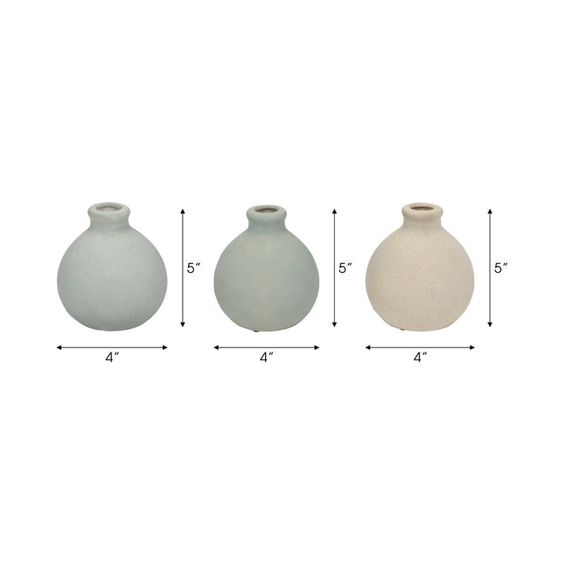 CLAY, S/3 5" BUD VASES, MULTI