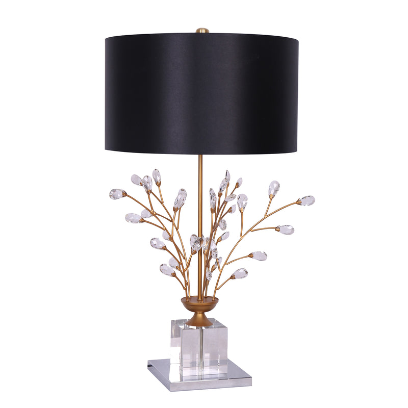 CRYSTAL FLOWER TABLE LAMP, GOLD