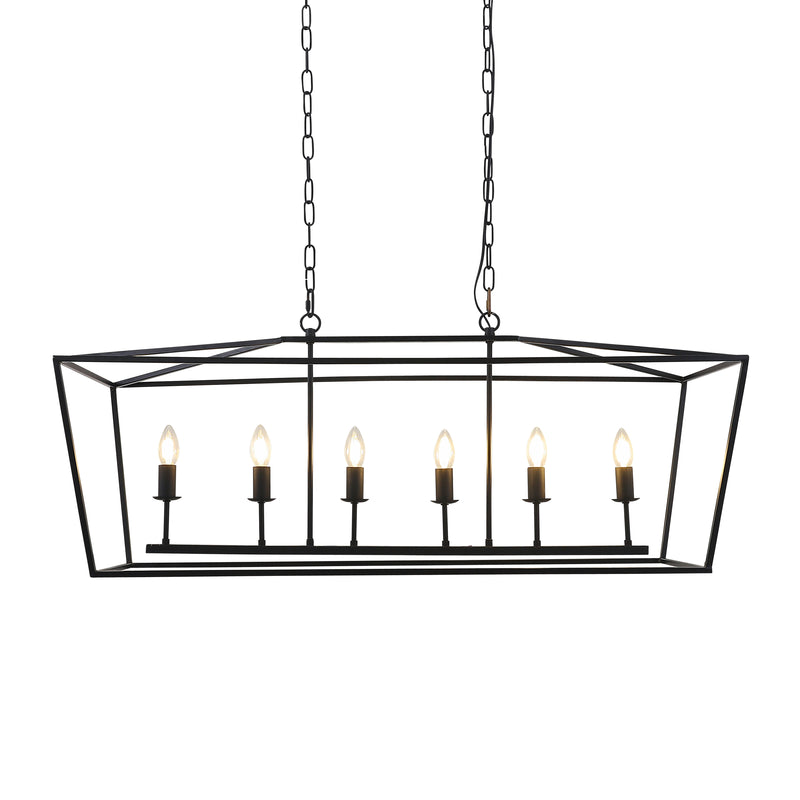 METAL 6 LIGHT CHANDELIER, BLACK