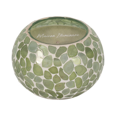 Glass, 5" 19 Oz Mosaic Scented Candle, Light Green