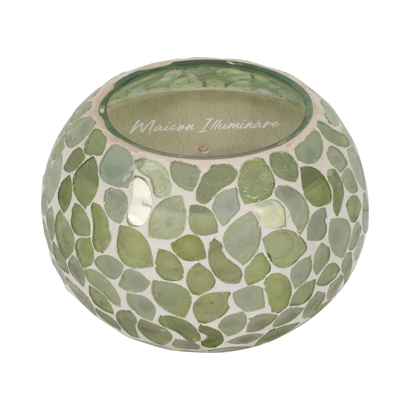 Glass, 5" 19 Oz Mosaic Scented Candle, Light Green