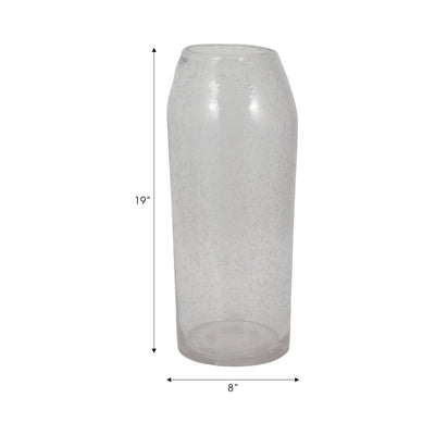 GLASS, 19" FLOOR VASE BUBBLE CLEAR