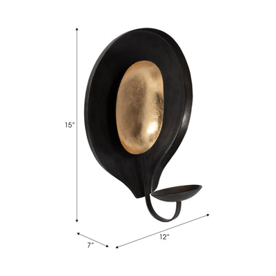 METAL, 15" ROUND VOTIVE HOLDER, BLACK/GOLD