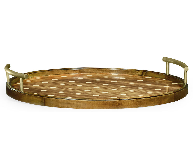 William Yeoward Collected - Urban Cool - Large Circular Natural Acacia & Polka Dot Tray