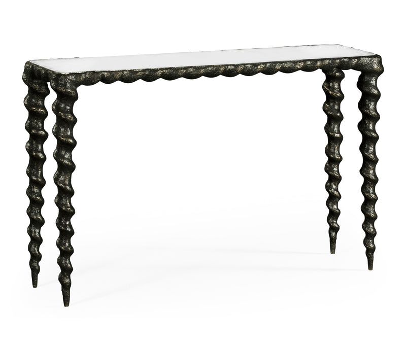 William Yeoward Collected - Urban Cool - Karinta Antique Brass Console Table with Antique Mirror Top