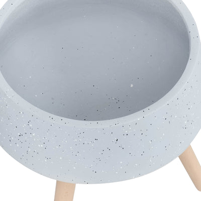 S/2 11/15" TERRAZZO PLANTER W/ WOOD LEGS,  GRAY