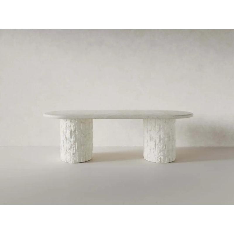 Modernity Sleek White Stone Center Table By Alhome