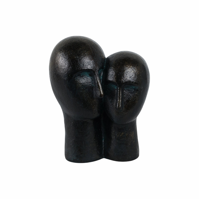 POLYRESIN 11" COUPLE HEADS SCULPTURE, BRONZE