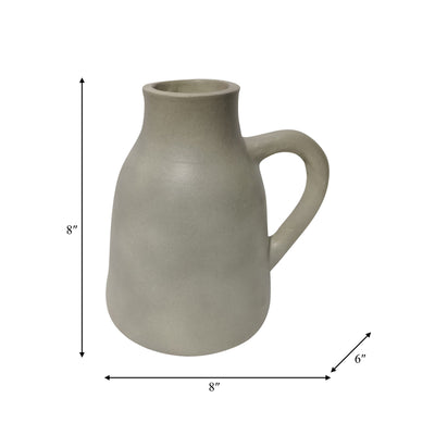 TERRACOTTA, 8" VASE W/ HANDLE, SAGE GREEN