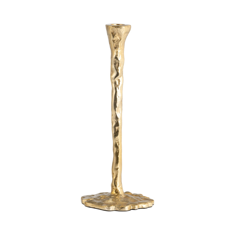 METAL, 15" FORGED TAPER CANDLEHOLDER, GOLD